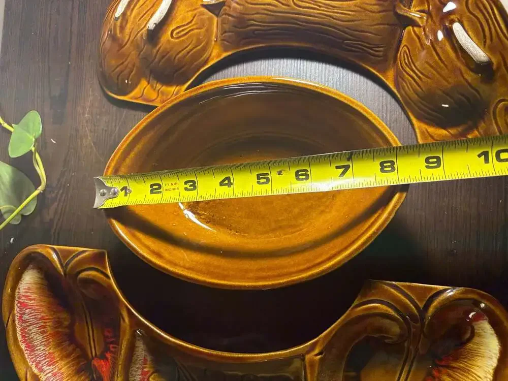 Vtg Maurice of California Mid-Century Modern Drip Glaze Pottery Dip Snack Set